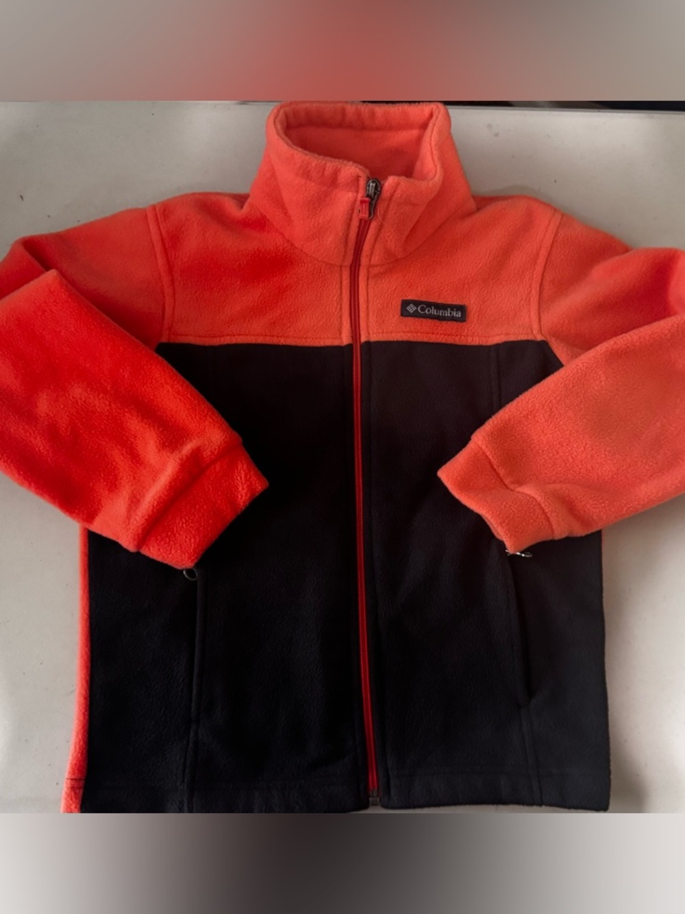 Columbia Orange Fleece Jacket with Logo Tag